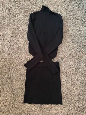 Black Ribbed Two-Piece Set - Women's